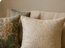 Decorative cushions on a sofa